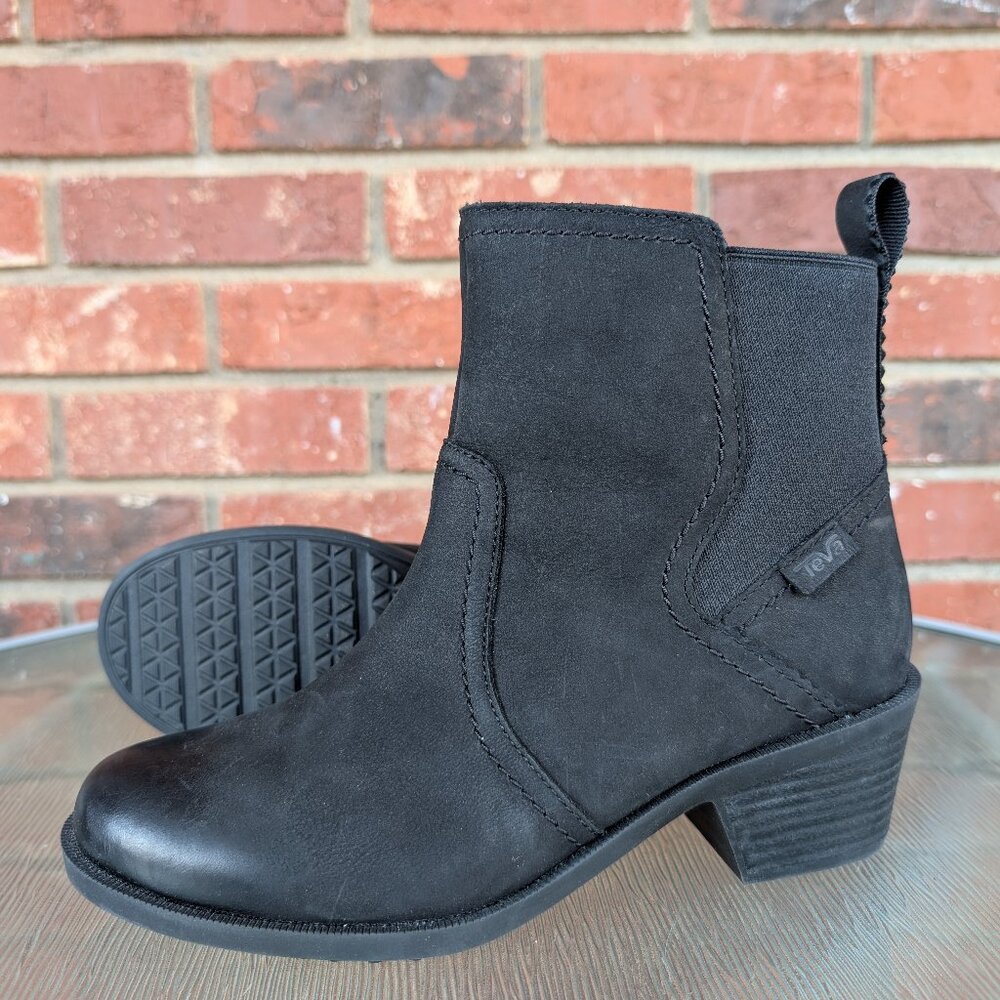 Women's Teva Black Leather Ankle Boots Size 7